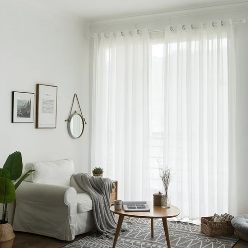 Современный Полосатый Фатин, занавески для гостиной, спальни, отвесные занавески для кухни, ткань для обработки окон, занавески, занавески - Цвет: White
