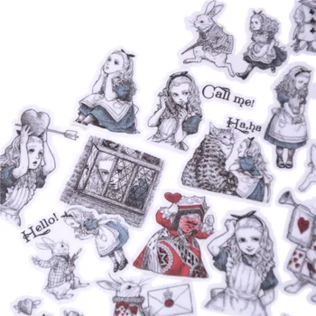 

40pcs DIY Creative Self-made Hand-painted Craft Alice In Wonderland Version Girl Scrapbooking Photo Albums Decorative Sticker