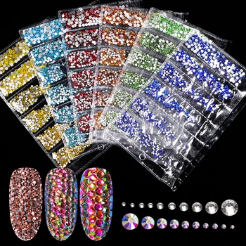 

1700pcs Multi-size Glass 3D Rhinestones Set Nail Art Design Gems Nail Decorations Crystal Strass AB Stones Decorations