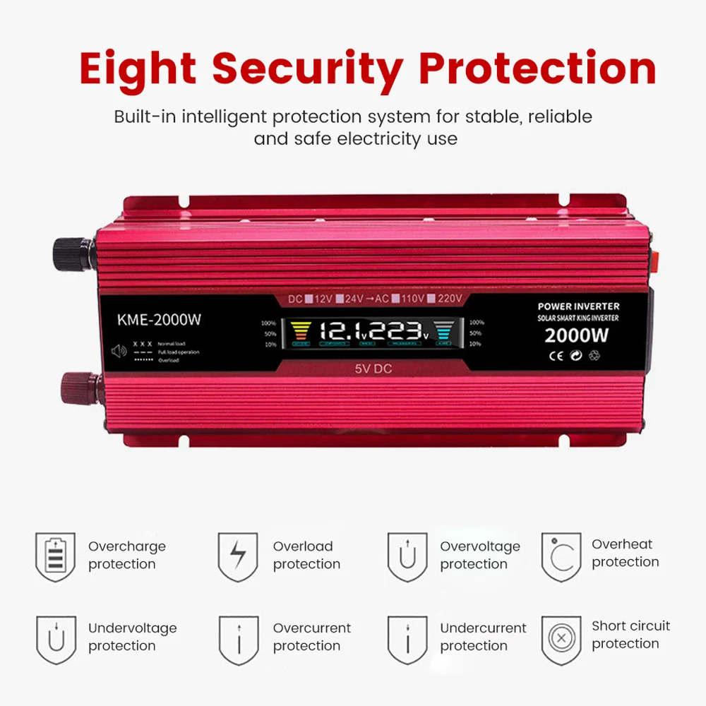 SUNYIMA 2000 Вт Автомобильный Инвертор DC12/24 В до ac220в Солнечное зарядное напряжение преобразователь напряжения трансформатор напряжения USB интерфейсы