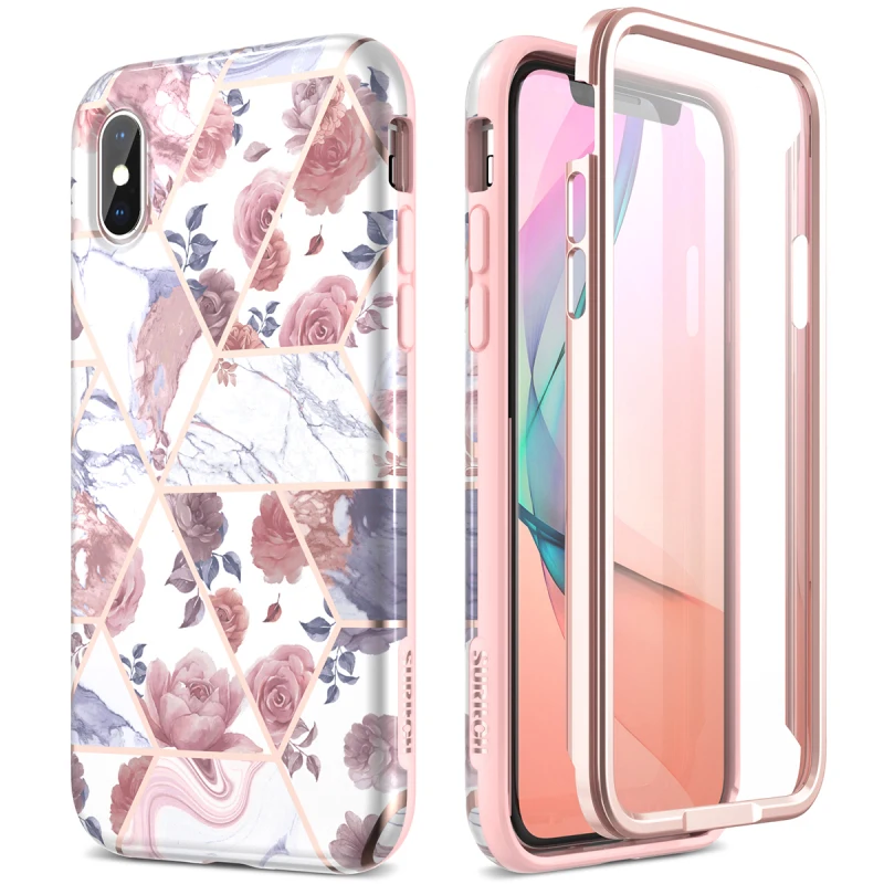 

GrandEver 2 in 1 Case for iPhoneX 360 Full Protection with Screen protector Shockproof Soft Luxury case for iPhoneXR case