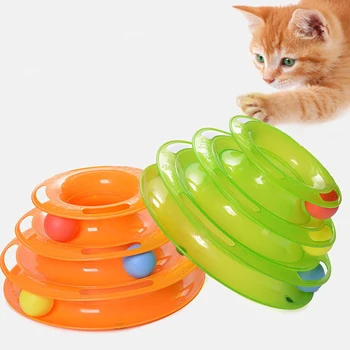 

Three Levels Pet Cat Toy Training Amusement Plate Kitten Tower Tracks Disc Cat Intelligence Amusement Triple Disc tumblers