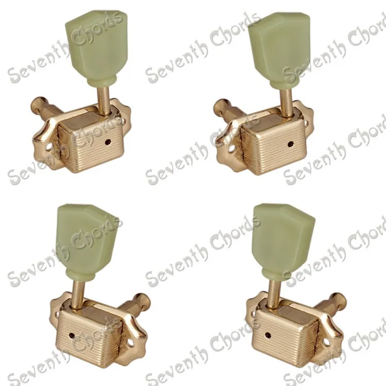 

Комплект укулеле 2R2L Gold Deluxe, 4-струнная гитарная Настройка, колышки с клавишами, тюльпан в стиле ретро, трапециевидная Нефритовая Зеленая кнопка