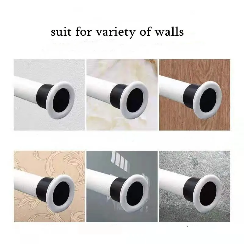 No Punch Telescopic Curtain Rod Bedroom Bathroom Home Curtain Pole Clothes Pole Thick Adjustable Shrink Hanging Rod Support Pole