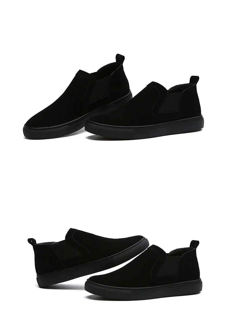 Spring Summer Men Shoes Suede Leather Casual Shoes Men Sneakers Low Slip on Men Loafers High Quality Black Flats Shoes For Male
