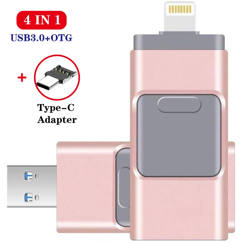 8gb pen drive 4 in 1 HD USB Stick 3.0 Flash Stick for iPhone/Android Type C Usb Key OTG Pendrive  128 GB 64 GB 32 GB 16GB Mini Pen Drive 8gb usb flash drive