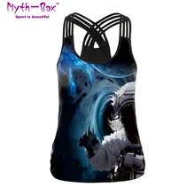 Женский спортивный жилет с принтом Галактики, женские рубашки для йоги, бандажные фитнес-футболки, беговые крестообразные майки, тренировочная блуза