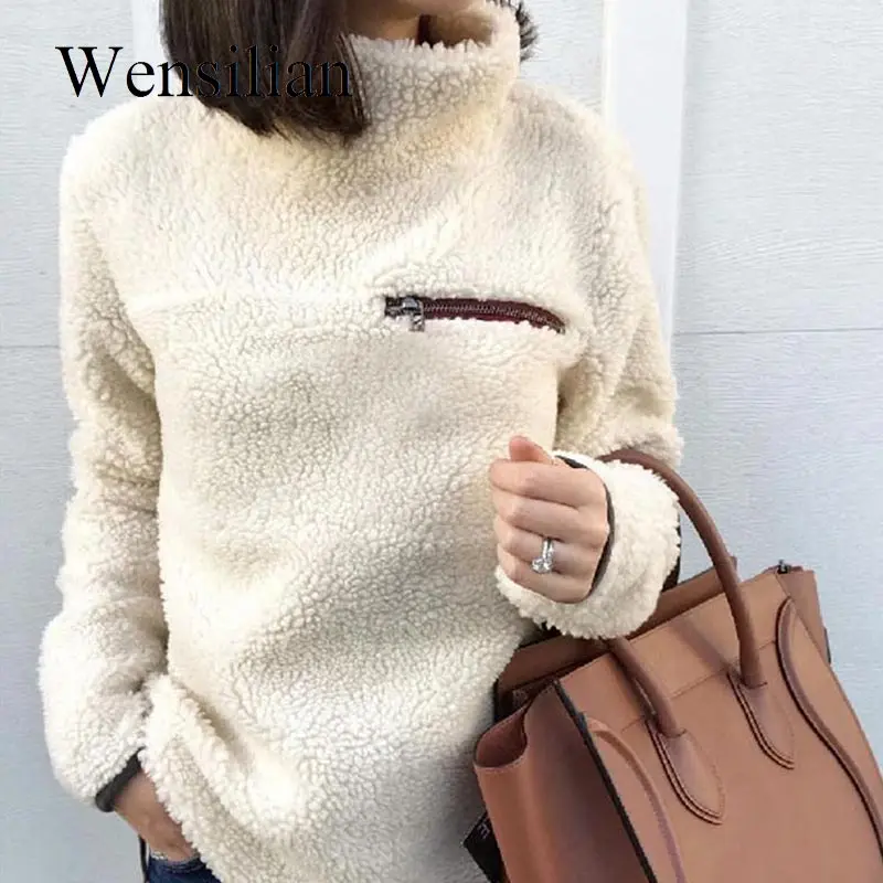 

Winter Clothes Women Turtleneck Sweater Pull Femme Fluffy Fleece Warm Pullovers Female Long Sleeve Jumpers Sueter Mujer Invierno