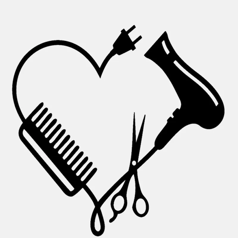 

Personalized Car Stickers Hair Stylist Heart Comb Scissor Dryer PVC 13cm X 13cm Decal Motorcycle Waterproof Accessories