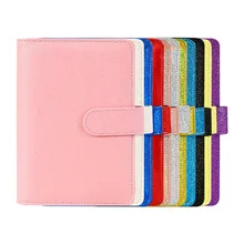 Cahier de voyage A5/A6 en PU, macaron à paillettes Laser, reliure de couverture à feuilles mobiles, pour Journal de voyage