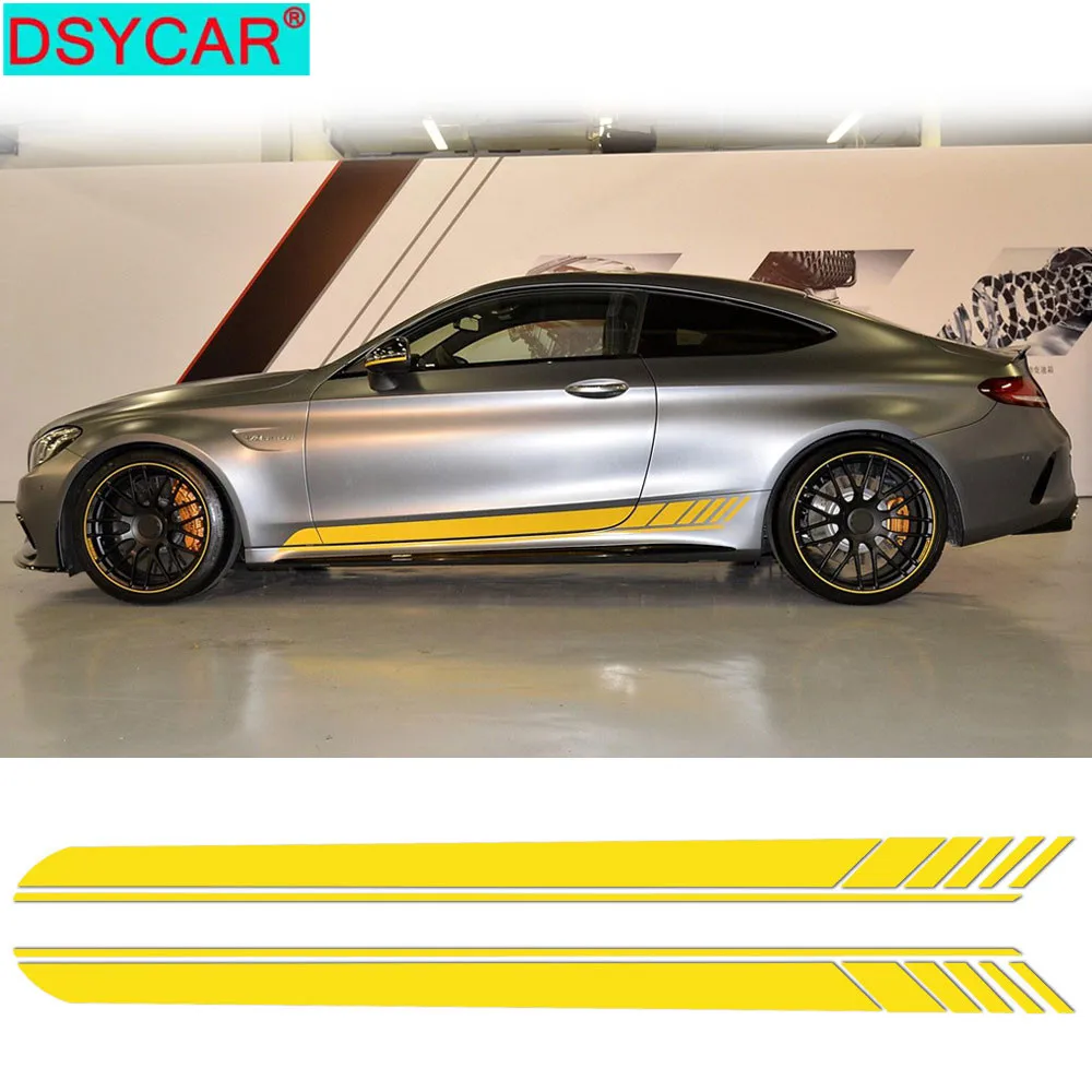 DSYCAR 1 пара виниловых наклеек на юбку с поясом для автомобиля наклейки Mercedes Benz C63