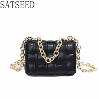

Female Bag PU Material 2020 New Thick Chain Style Diagonal Female Bag Golden Lock Version Woven Cloud Bag Pillow Bag