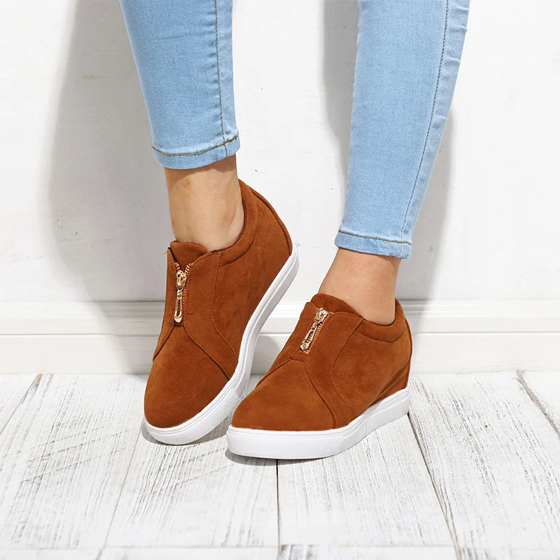 

Women Vulcanized Pumps Woman Fashion Wedges Slip On Women's Comfort Soft Bottom Ladies Height Increasing Female Shoes Autumn