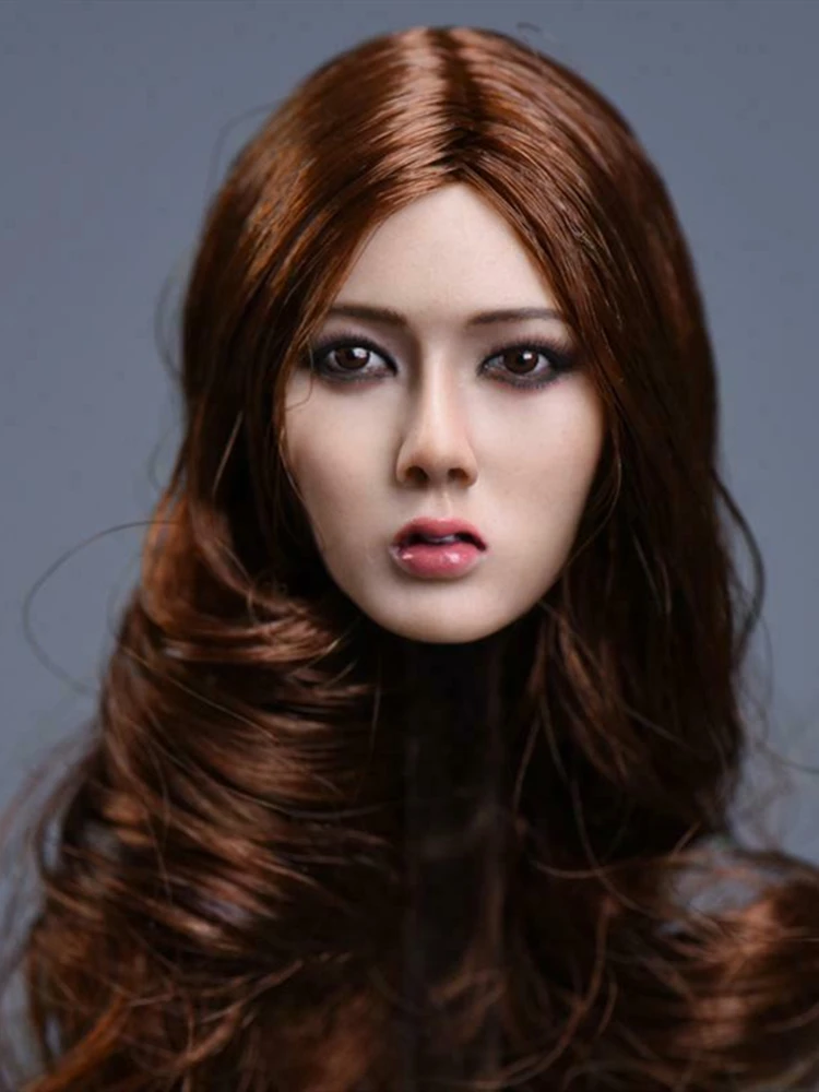 YMTOYS 1/6 масштаб Lan Азия девушка женская голова Резная Голова лепим вьющиеся волосы модель подходит 12 ''PH тело загара