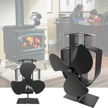 

Home Eco-Friendly Fireplace Wood Stove Fan Heat Powered Cooling Fan Accessory 1x