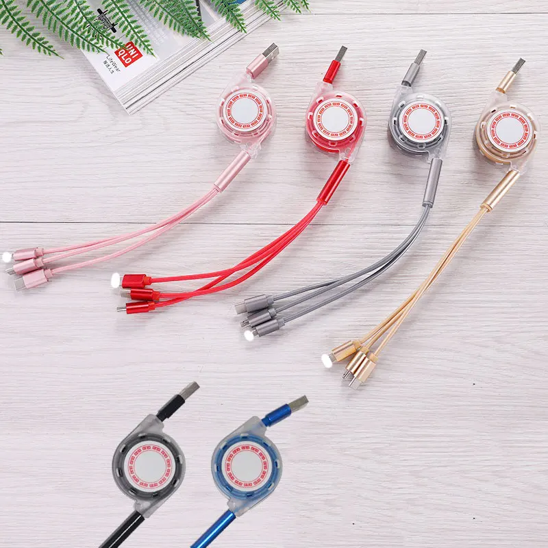 Кабель usb type-c 3 в 1 м выдвижные Usb зарядные кабели для Xioami M9 M8 huawei Nova4 Glory samsung Redmi Note Iphonex Xs Max