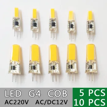 디밍 가능 그린아이 LED G4 COB 램프 전구, 할로겐 스포트라이트 샹들리에 교체, 6W, 10W, AC/DC, 12V, 220V, COB SMD