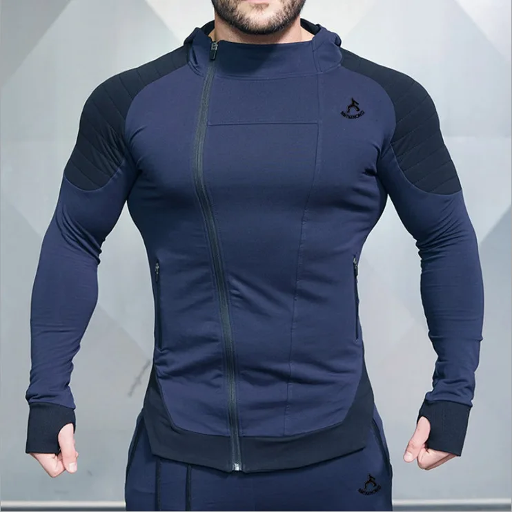 Muscle Dr. стиль спортивный бег с капюшоном Фитнес Мужская куртка с длинным рукавом с капюшоном топы