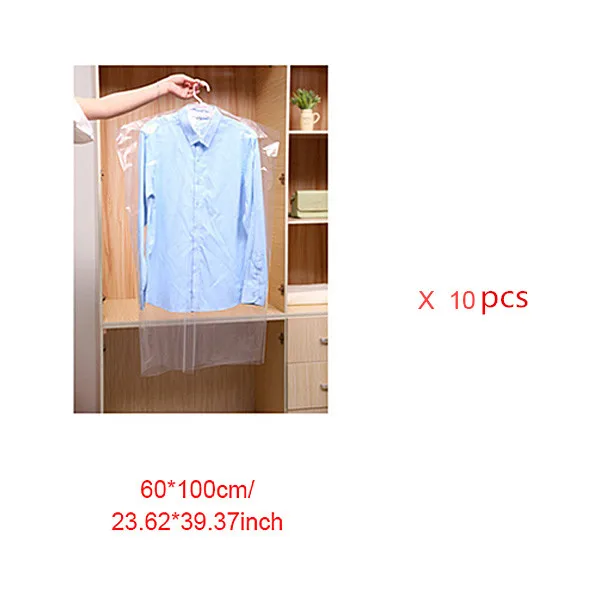 10pcs(60 x 100cm) 10 шт./компл. висячий Органайзер пыленепроницаемый прозрачный хранения пластиковые сумки для одежды крышка одежда платье протектор Аксессуары - Цвет: 10pcs(60 x 100cm)