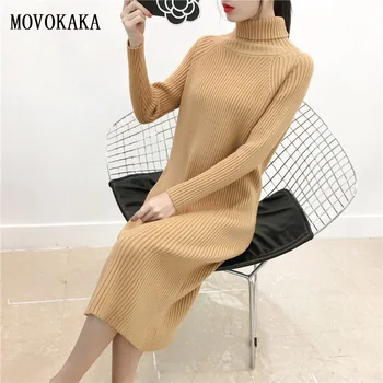 

Hot Sweater Dress Turtleneck Dress Women Elegant Vestido Dresses Knitted Dresses Women Vestido Party Dress Sweater Dresses Woman