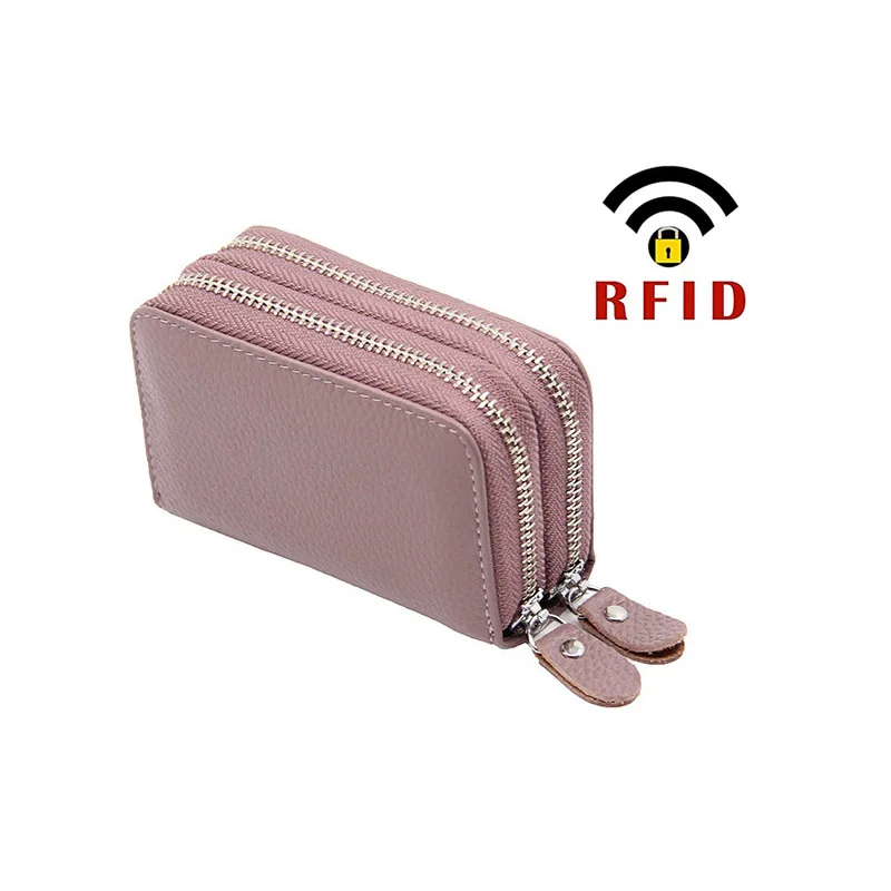 Хит визитница двойная молния ID держатель для кредитных карт кошелек Анти Rfid