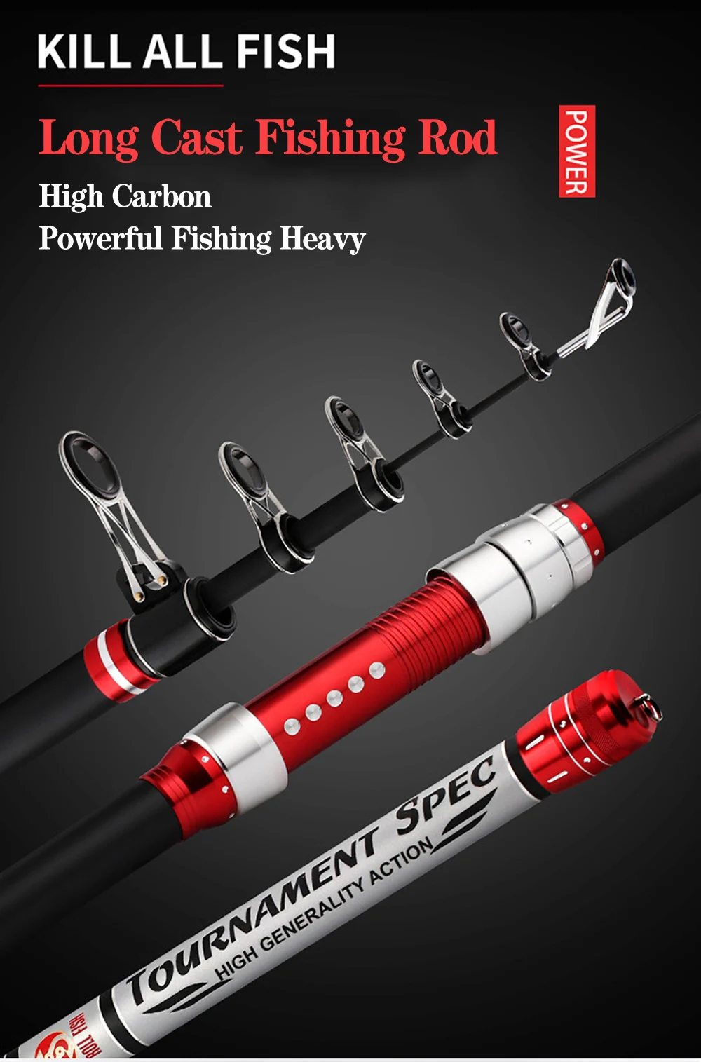 High Carbon Portable Telescopic Fishing Rod 3.6m-6.3m Super Hard