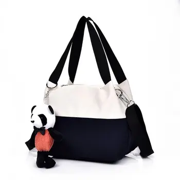

Women's bag 2020 new Canvas Handbag color contrast shoulder bag student small round bag large capacity messenger bag