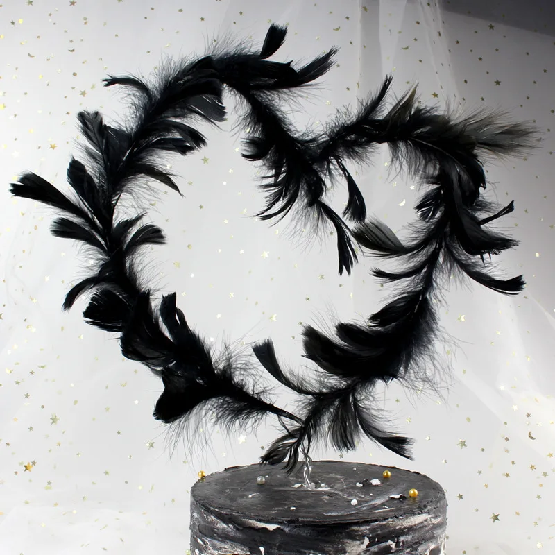 black about 100cm Cakelove 1 шт. сердце белое перо Сердце торт, топперы, капкейки десерт Топпер День рождения украшение для свадебного торта праздничные Вечерние - Цвет: black about 100cm