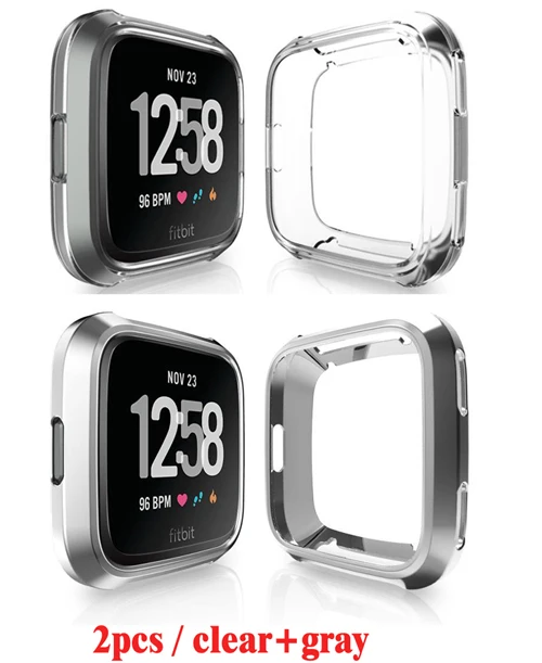 YHNUJM модные мягкие защитные чехлы из ТПУ Для Fitbit Versa Смарт-часы для фитнеса - Цвет: Clear-Gray