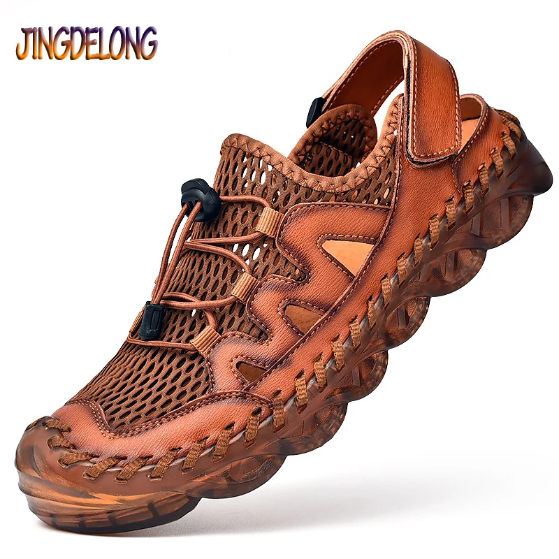 Classic Mens Gladiator Sandals Summer Handmade Leather Mens Beach