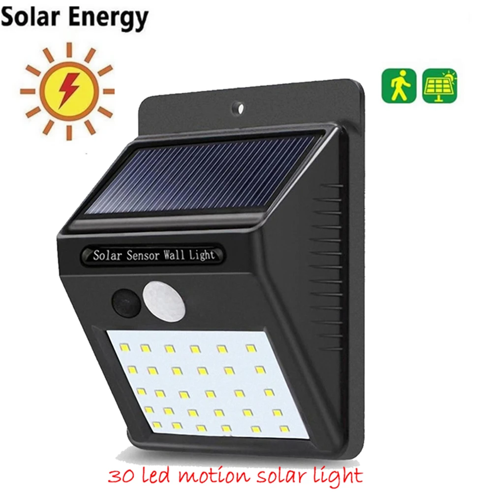 1-4pcs Solar operated wall lamp radar sensor 30 LED outdoor waterproof solar lights energy saving garden pathway yard ground law | Лампы и