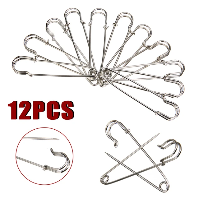 100PCS Large Safety Pins Heavy Duty Stainless Steel Spring Lock Pins  Fasteners for Sewing Quilting Blankets Upholstery - AliExpress