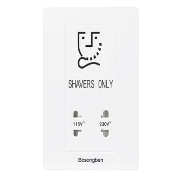 

1pc Professional Durable 220V Electronic Type Beard Knife Shaver Power Outlet Socket for Club Bathroom Hotel