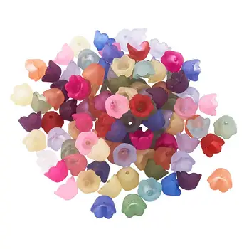 

Pandahall 100 pcs Frosted Transparent Acrylic Flower Beads for jewelry making DIY Crafts Accessories ,10mm wide,hole:1.5mm 80