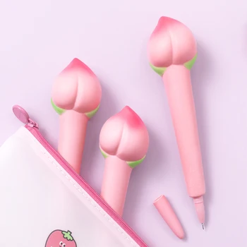 

1X Soft Sponge Pink Peach Pressure Relief Gel Pen School Stationery 0.5mm Black