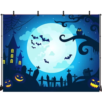 

Halloween Party Backdrop Photography Full Moon Horrible Tree Trick or Treat Photo Vinyl Background Photoshoot Studio