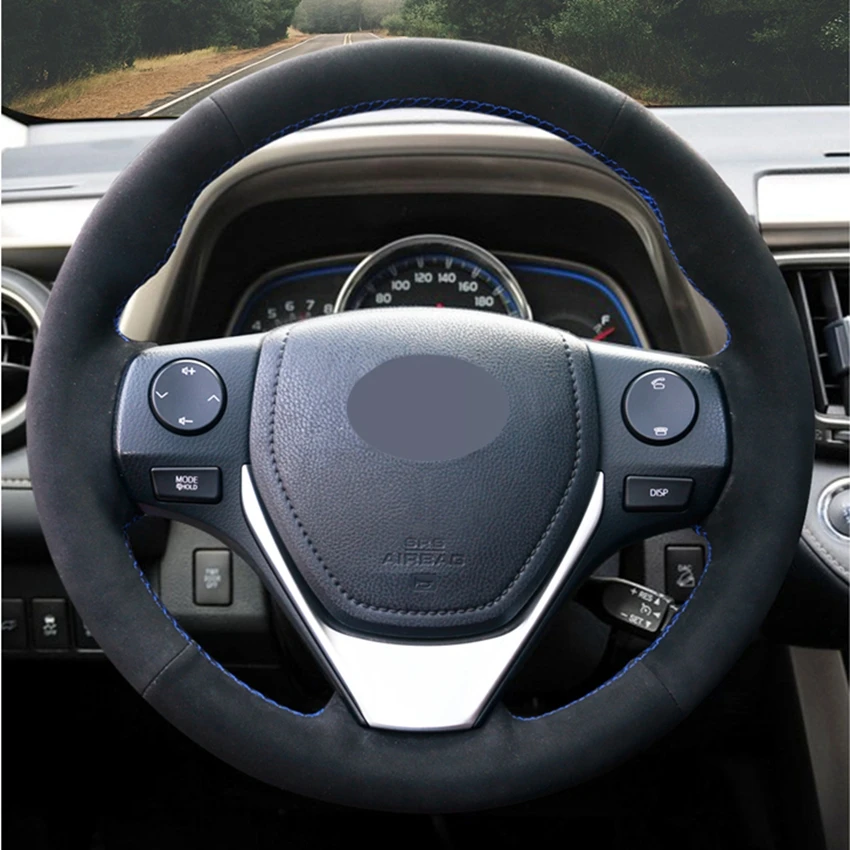 Черная замшевая кожаная крышка рулевого колеса для Toyota 2013- Toyota Corolla- Corolla iM(US)- Auris