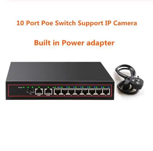8+ 2 порта POE коммутатор 48 В Ethernet VLAN 10/100Mbp сетевой коммутатор для CCTV IP камеры беспроводной AP 250 м дропшиппинг - Цвет: Bulitin Power