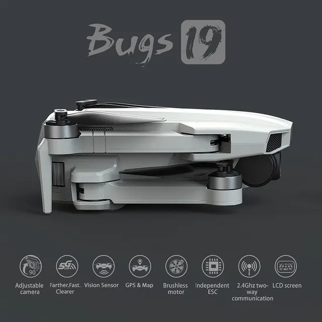 MJX Bugs 19 GPS Drone With 5G WiFi FPV 4K HD Camera Foldable B19 Brushless Motor 245g RC Quadcopter Optical Flow Positioning2021 3