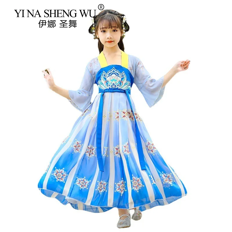 

Children Fairy Chinese Style and Summer Ancient Printing Performance Clothing for Kids Cosplay Traditional Dresses Hanfu Clothes