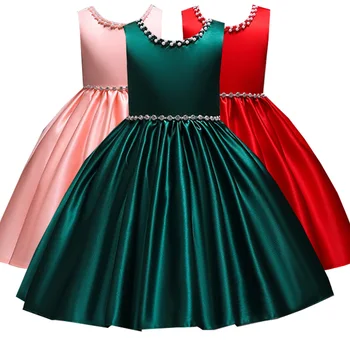 

Summer Back Big Bow Elegant Party Wedding Girls Dress Beading Children's Princess Evening Dress for Girl Kids Clothes Costume