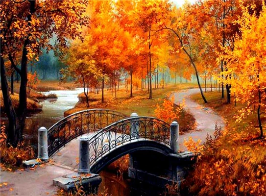 Бургундия HOMFUN Full Diamond Embroidery "Autumn leaves landscape" Diamond Painting Cross Stitch Patterns Rhinestone Unfinished Home Decor - Цвет: Бургундия