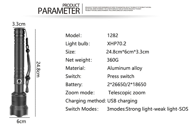 Litwod Z901282 светодиодный светильник-вспышка Новое поступление CREE XHP70.2 Мощный тактический фонарь светильник 8000лм 18650& 26650 фонарь на батарейках