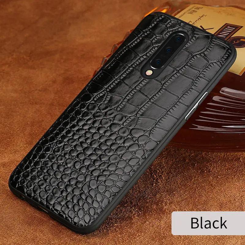 Чехол из натуральной кожи для Oneplus 7 6T 6 7Pro, чехол для One plus 7 Pro 5 5T crocodile Garin 360, полный защитный бронированный чехол для телефона - Цвет: Черный