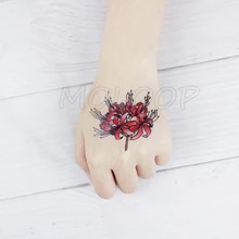 Nowa naklejka tatuaż tymczasowy czerwony pająk wąż lilia roślina kwiat mały wodoodporny fałszywy tatuaż flash ręcznie tatuaż dla kobiety dziewczyna dziecko tanie tanio MOLOOP Jedna jednostka CN (pochodzenie) 10 5*6cm S tattoo sticker
