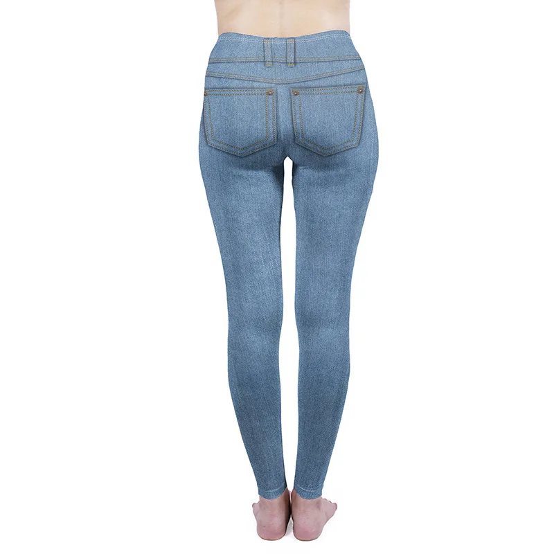Fashion Women Leggings Leopard Grain Sport Leggings Ripped Denim 3D Printed Workout Leggings Fitness Women Pants  Street Style