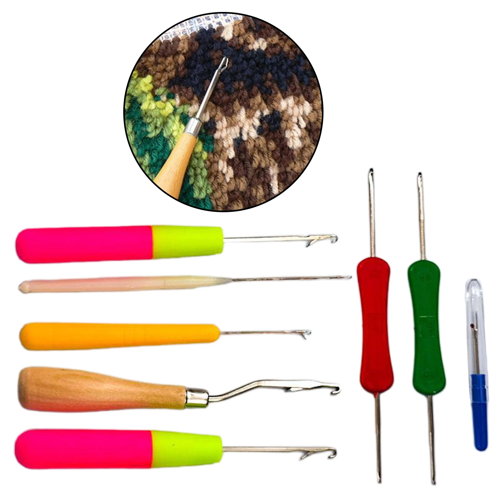 Bent Crochet Latch Hook Needle Kit 9Pcs Rug Making Seam Ripper Knitting Tool craft supplies