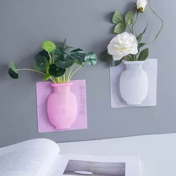 

Magic Silicone Sticky Vase Flower Plant Wall Fridge Container Bottle Storage DIY Home Decoration Easy Removable
