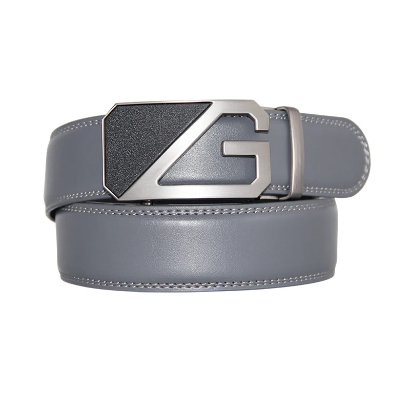 

High Quality Cowhide genuine Leather Belt For Men 3.5cm width Mens Automatic Buckle Brand Luxury Black Gray mens belts