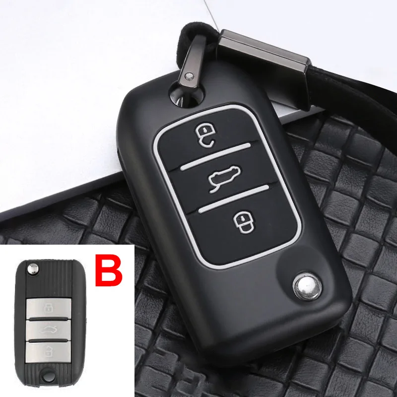 Zinc alloy+Silicone Car Remote Car Key Case Cover For Roewe RX5 I6 Erx5 Ei5 Rx8 RX3 MG6 For MG ZS RX8 Mg 6ZS 3button Accessories - Название цвета: B Black White